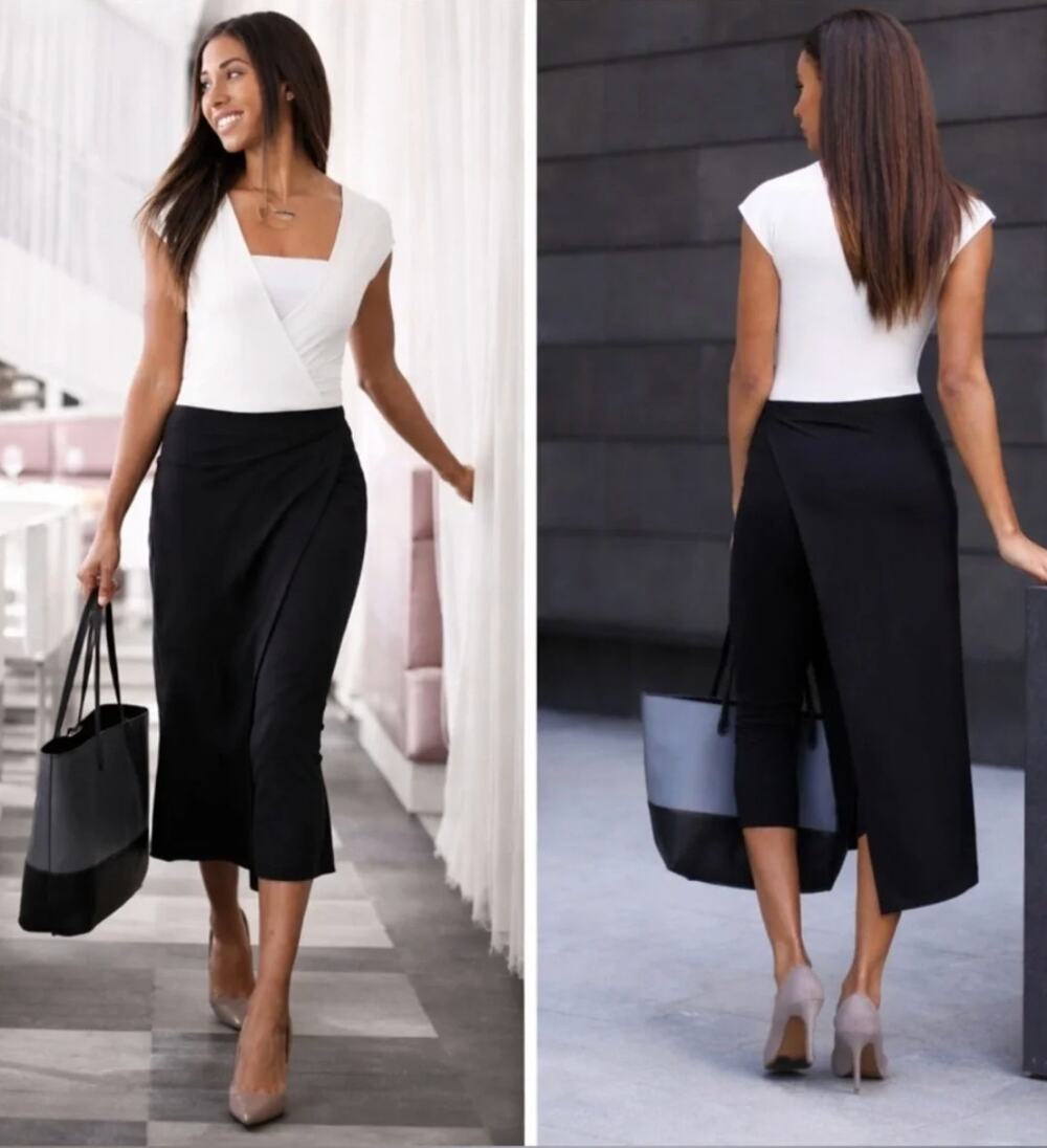 Betabrand “Sassiest” Pencil Skirt With Builtin Legging Capri Womens Size Small